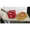 Image 1 : 2 EXTENTION CORDS WITH BLACK AND DECKER ANGLE GRINDER AND LEVEL
