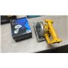 Image 2 : TOOLBOX WITH CONTENTS, DEWALT CORDLESS CIRCULAR SAW AND 2 LIGHTS