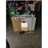 Image 1 : CLOTHING RACK, SWEEPER, WHITEBOARD, CORKBOARD AND PIN BOARD