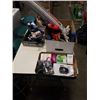 Image 1 : 3 BOXES OF TOOLS, DRYER HOSE,  AND RECORDING STAND