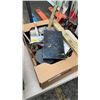 Image 2 : 2 BOXES OF TOOLS, LIFTING STRAPS, SHOP SUPPLIES
