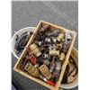 Image 2 : 2 BUCKETS AND WOOD CRATE OF HYDRAULIC FITTINGS, SHUTOFF SWITCHES, GRINDING WHEELS AND MORE