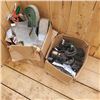 Image 1 : 2 BOXES OF ELECTRICAL BREAKERS, TOWING STRAPS, CAULKING GUN AND MORE