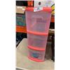 Image 2 : OVER DOOR COAT HANGERS, 3 DRAWER STERILITE ORGANIZER AND PLASTIC BIN