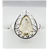 Image 1 : STERLING SILVER 11.75MM X 8MM NATURAL LEMON QUARTZ RING, 2.6CTS, SIZE 7, W/A $570.00