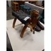 Image 2 : WOMENS SIZE 7 COWBOY BOOTS AND CAMEL FOOTSTOOL