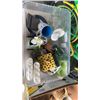 Image 2 : BOX AND BIN OF POTTERY PITCHERS, VASES, DECORATIONS AND KITCHEN ITEMS