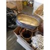 Image 2 : 2 BOXES OF DECORATIONS, FIREPLACE COMPANION SET, PLATTERS