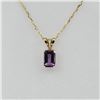 Image 1 : 14KT. YELLOW GOLD 6MM X 3.95MM NATURAL AMETHYST PENDANT WITH STERLING CHAIN, 0.53CTS, W/A $715.00