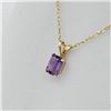 Image 2 : 14KT. YELLOW GOLD 6MM X 3.95MM NATURAL AMETHYST PENDANT WITH STERLING CHAIN, 0.53CTS, W/A $715.00