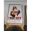 Image 1 : "I WANT BREW" UNCLE SAME EMBOSSED METAL SIGN