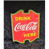 Image 1 : 1938 PORCELAIN DRINK COCA-COLA HERE DOUBLE SIDED FLANGE