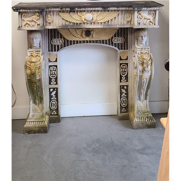 ONE OF A KIND EGYPTIAN THEMED CONCRETE FIREPLACE SURROUND, NO SHIPPING