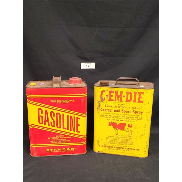 TWO VINTAGE 2 GALLON CANS