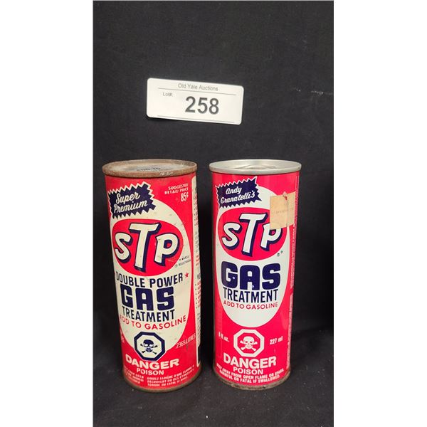 TWO VINTAGE STP GAS TREATMENT CANS