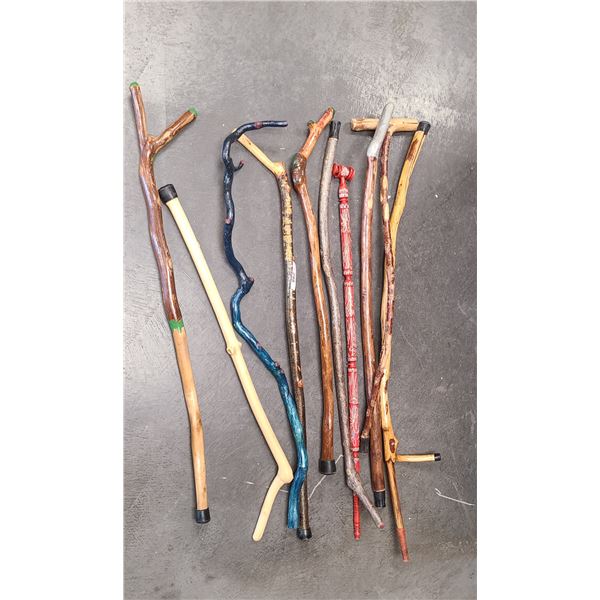 10 FOLKART WALKING STICKS & CANES