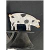 Image 2 : A Very Nice Heavy Cast Iron Bell with Pig on Top 15 Inches tall and Sticks Out 10 Inches