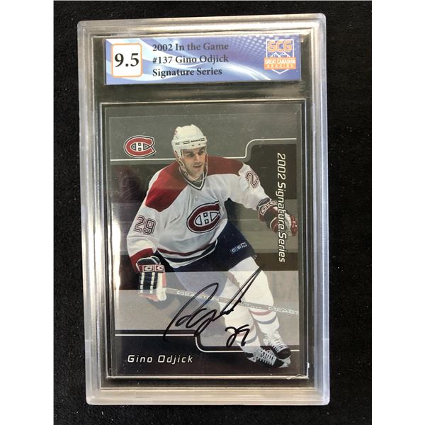 2002 IN THE GAME NO. 137 GINO ODJICK SIGNATURE SERIES (GCG 9.5)