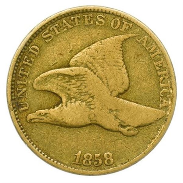 1858 Large Letters Flying Eagle Cent ANACS VG-8