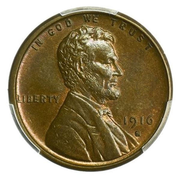 1916-S Lincoln Wheat Cent PCGS MS-63 BN