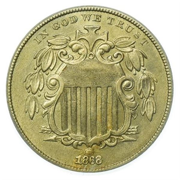 1868 Shield Nickel ANACS AU-53