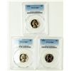 Image 1 : Lot of 3 PCGS PR-67 Jefferson Nickels 1958, 63, 64