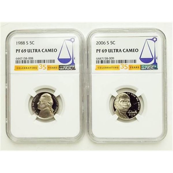 1988-S & 2006-S Proof Jefferson Nickels NGC PF-69 UCAM
