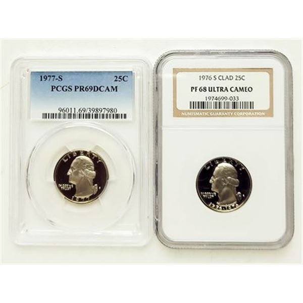 Two Coin Lot. 1976-S & 1977-S Clad Proof Washington Quarters
