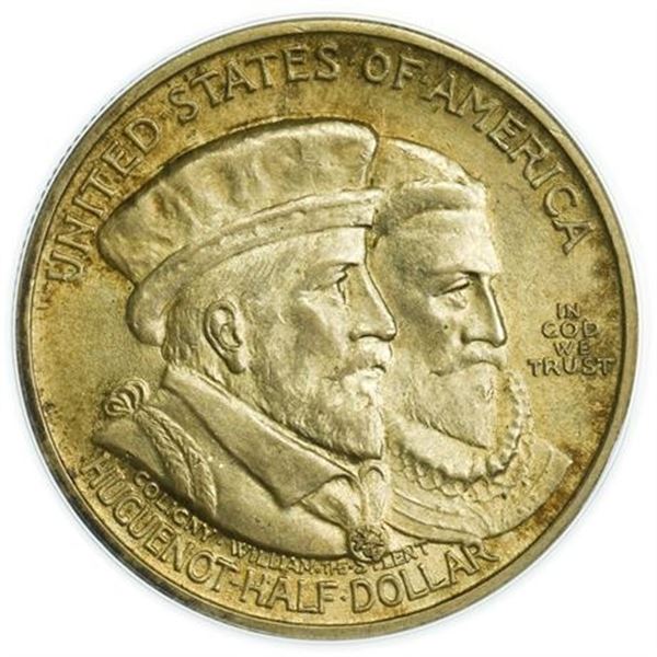 1924 Huguenot Commemorative Half Dollar ANACS AU-58