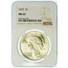 Image 2 : 1923 Peace Dollar NGC MS-62