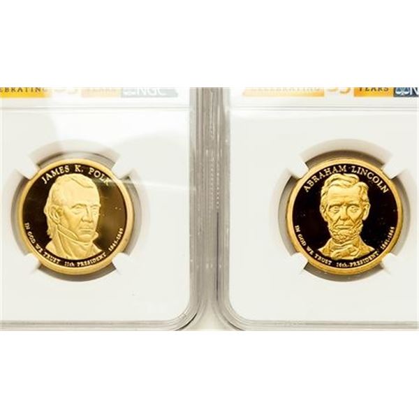 Polk & Lincoln Proof Dollars NGC PF-69 UCAM