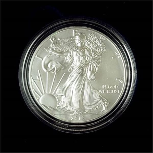 2019-W Burnished Silver Eagle in OGP