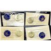 Image 3 : Set of 4 Silver Uncirculated Eisenhower Dollars 1971-1974 Blue Ikes in OGP