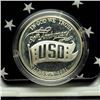Image 1 : 1991 USO Proof Silver Dollar Commemorative Coin in OGP