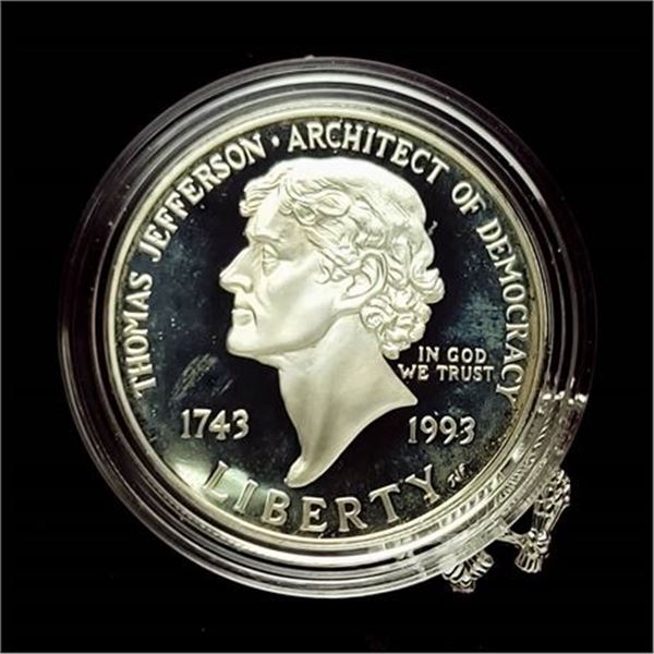 1993-S Proof Thomas Jefferson 250th Anniversary Silver Dollar