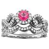 Image 1 : 1.06 CTW Pink Topaz & Diamond Ring 14K White Gold - REF-93V3R