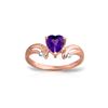 Genuine 0.96 ctw Amethyst & Diamond Ring 14KT Rose Gold - REF-41M4T