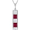 Genuine 2.35 ctw White Topaz & Ruby Necklace 14KT White Gold - REF-39V4W