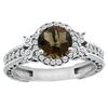 1.46 CTW Quartz & Diamond Ring 14K White Gold - REF-77M4K