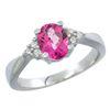 Image 1 : 1.06 CTW Pink Topaz & Diamond Ring 14K White Gold - REF-36R9H