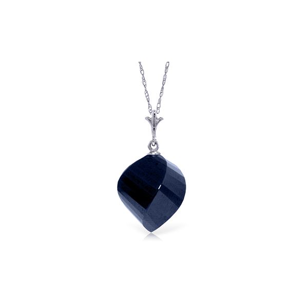 Genuine 15.25 ctw Sapphire Necklace 14KT White Gold - REF-26K7V