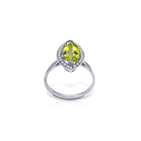 Genuine 2.15 ctw Peridot & Diamond Ring 14KT White Gold - REF-71F3Z