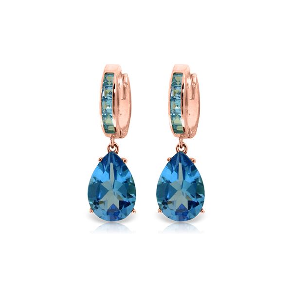 Genuine 13.2 ctw Blue Topaz Earrings 14KT Rose Gold - REF-68W7Y