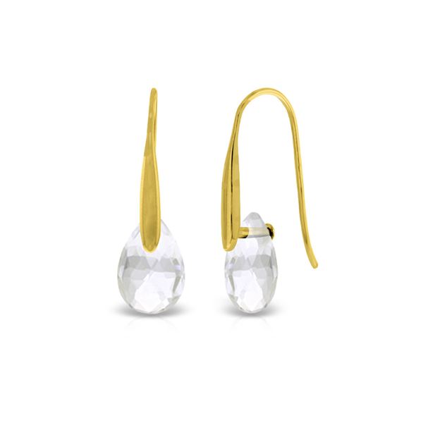Genuine 6 ctw White Topaz Earrings 14KT Yellow Gold - REF-38T5A