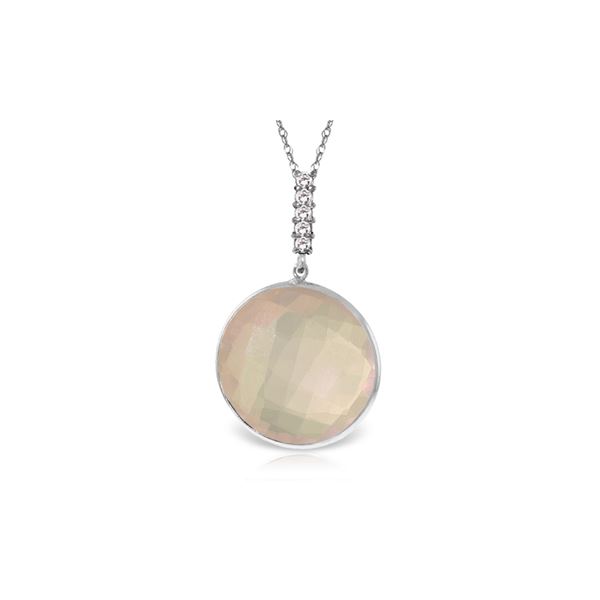 Genuine 17.08 ctw Rose Quartz & Diamond Necklace 14KT White Gold - REF-54H6X
