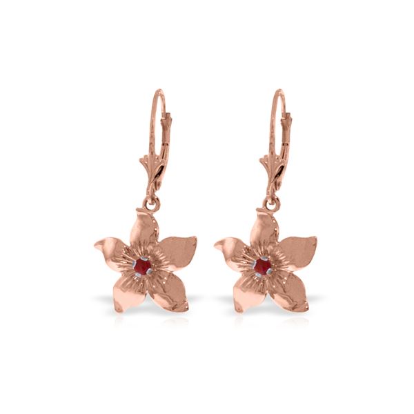 Genuine 0.20 CTW Ruby Earrings 14KT Rose Gold - REF-66Y5F