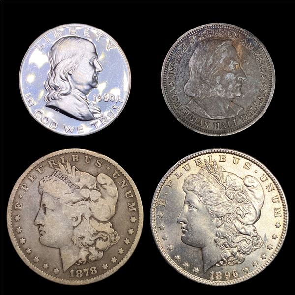 1878-1960 $1 Morgan, 50C Columbian, 50C Franklin