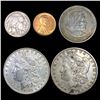 Image 1 : 1879-1938 5c Buffalo, $1 Morgan, 1C Wheat, 50C