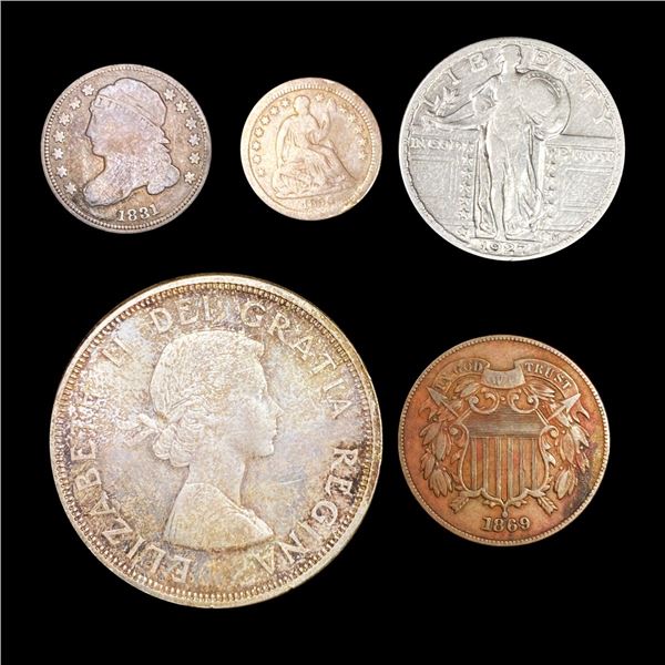 1831-1927 25C SL, 2C, 10C CB, Canada Dollar, Half