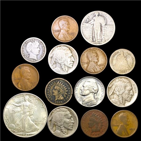 1863-1941 5C Buffalo, 50C WL, 5C Jefferson, 1C